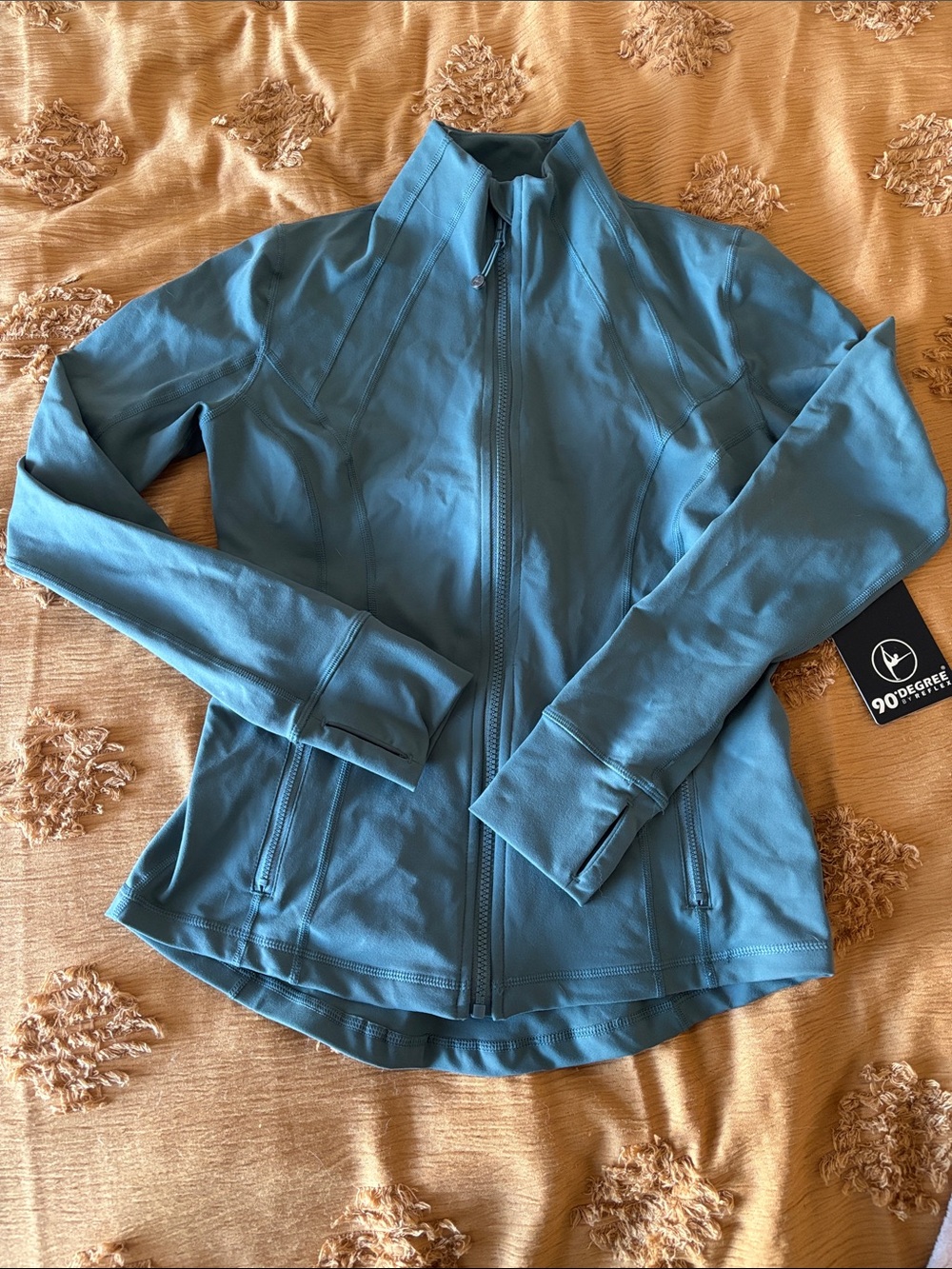 90 Degree By Reflex Women's Teal Blue Zip-Up Active Jacket